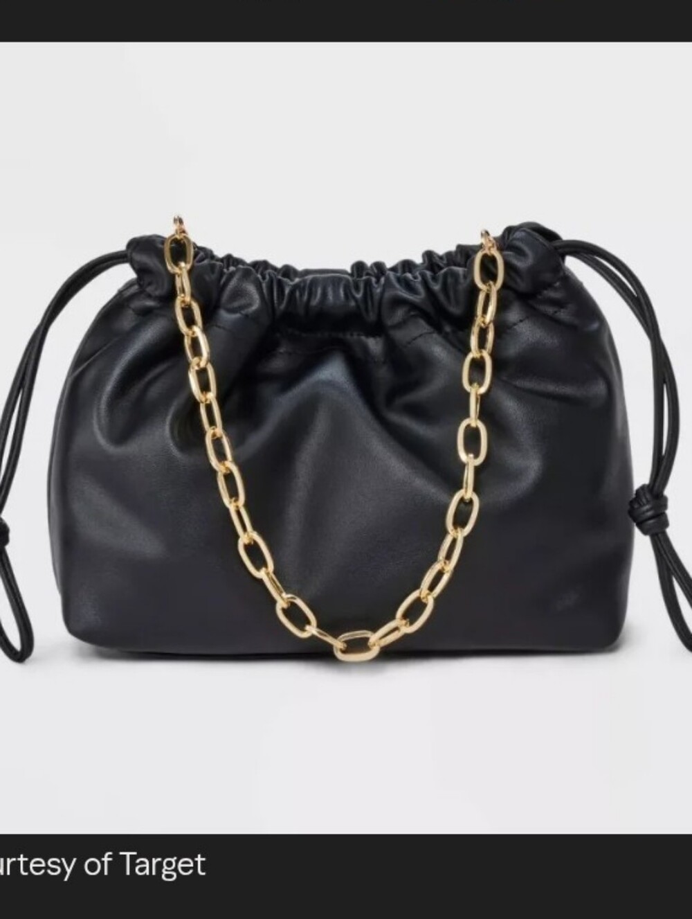 ❤️5/$25 Black Drawstring Pouch Bag with Gold Chain Strap